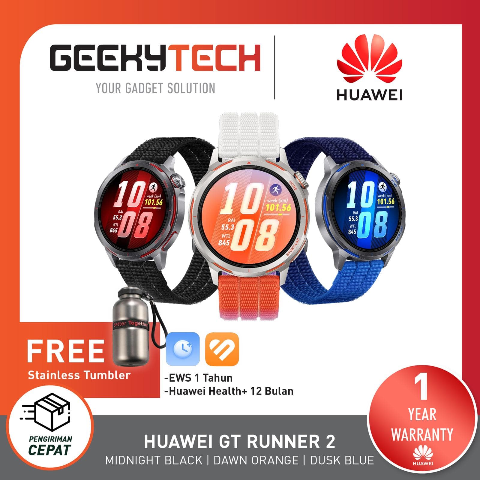 Huawei Watch GT Runner 2 Smartwatch Slim with Titanium - Garansi RESMI Huawei